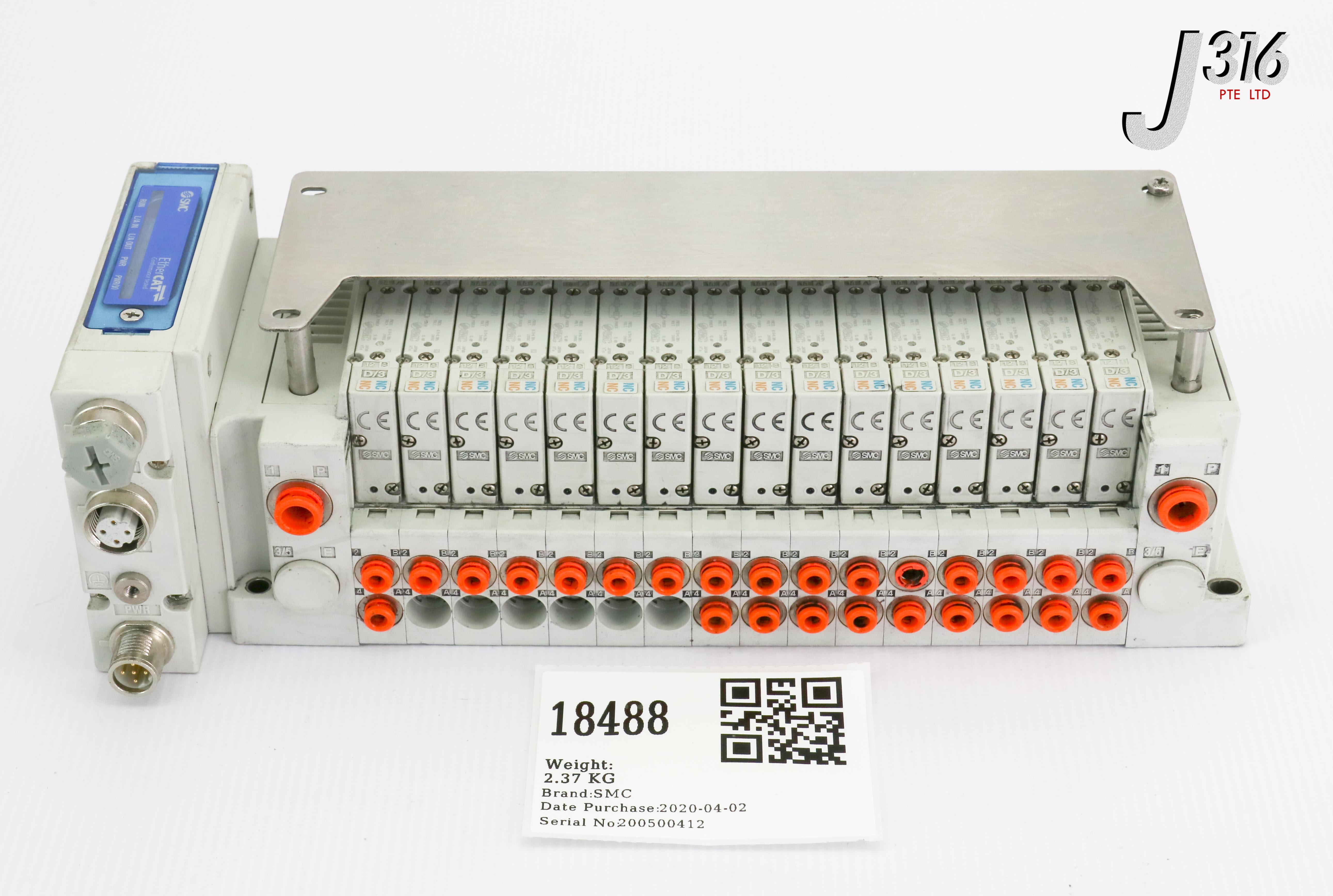 18488 SMC 16-SLOT MANIFOLD ASSY W/ 16 VALVES, AMAT 0190-41158